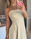 Baudeau Sleevless Flared Dress Sexy Waist A Line Midi Dress
