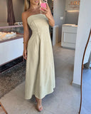Baudeau Sleevless Flared Dress Sexy Waist A Line Midi Dress
