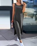 Back Butterfly Pattern Hollow out Slit Midi Dress Casual Loose Fit Dress