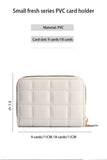 White PU Leather Stitching Zipper Card Holder