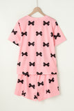Pink Bow Printed Short 2pcs Lounge Set
