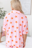 Pink Stars Short Sleeve Shirt and Shorts Bamboo Pajama Set