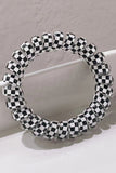 Black Checkered Print Telephone Cord Spiral Hair Tie