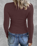 Notch Neck Long Sleeve Top