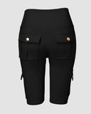 Tummy Control Butt Lifting Active Shorts High Waist Flap Pocket Workout Bermuda Cargo Running Shorts