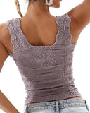 Floral Jacquard Thick Strap Tank Top