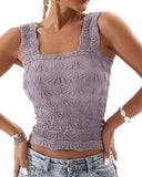 Floral Jacquard Thick Strap Tank Top