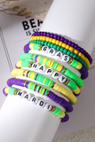 Tillandsia Purple Happy Mardi Gras Beaded Layered Bracelet Set