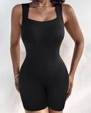 Seamless Square Neck Sleeveless Tank Top Tummy Control Bodysuit Romper