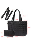 Black Quilted Patchwork Large Tote Bag and Clutch 2pcs Set