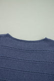Real Teal Boat Neck Drop Shoulder Pointelle Knit Sweater