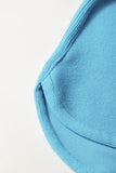 Light Blue Bubble Sleeve Solid Color Elegant T-Shirt