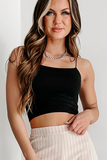 Black Spaghetti Strap Skinny Fit Cropped Tank Top