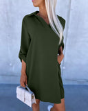 Roll Up Sleeve Casual Shirt Dress