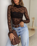 High Neck Floral Lace See Through Bodysuit