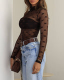 High Neck Floral Lace See Through Bodysuit