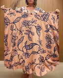 Floral Print V Neck Short Sleeve Backless Tied Detail Top and Wrapped Skirt Sets