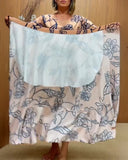 Floral Print V Neck Short Sleeve Backless Tied Detail Top and Wrapped Skirt Sets