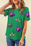 Bright Green Mardi Gras Sequin Patched Graphic Tee