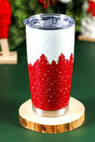 Fiery Red Christmas Tree Elk Print Stainless Steel Tumbler 20 OZ