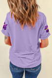 Wisteria Sequin Balloon Puppy Graphic Mardi Gras Tee