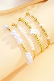 Gold Pearl Plated Alloy Multi Layer Stretch Bracelet