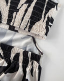 Abstract Print Spaghetti Strap Maxi Dress Casual Hollow Out Ruffles Hem Dress