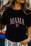 Black MAMA Bow Embroidered Crewneck Tee