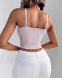 Lace V Neck Spaghetti Strap Bralette Camisoles Sexy Soft Crop Tank Top