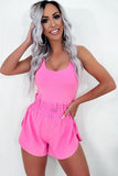 Sachet Pink Plain Sleeveless Loop Drawstring Cinched Waist Romper