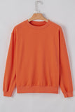 Orange Plain Drop Shoulder Crewneck Pullover Sweatshirt