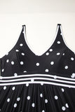 Black Polka Dot/Colorblock Trim V Neck Plus Size Swim Dress