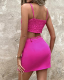 Beaded Cami Top & Pocket Design Skirt Set