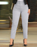 High Waist Cropped Work Pants
