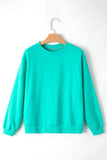 Aruba Blue Solid Fleece Lined Drop Shoulder Terry Sweatshirt