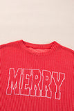 Racing Red Corded MERRY Graphic Long Sleeve Top and Shorts Set