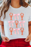 White Crawfish Bow Printed Summer T Shirt