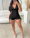 Side Drawstring Slim Fit Sleeveless Hooded Romper