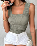 Floral Jacquard Thick Strap Tank Top