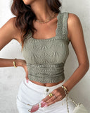 Floral Jacquard Thick Strap Tank Top