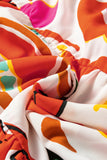 Orange Floral Print Split V Neck Tiered Maxi Dress