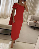 Skew Neck Sleeveless Bowknot Design Maxi Bodycon Evening Dress