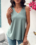 V Neck Sleeveless Thick Strap Hollow out Knit Tank Casual Top