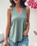 V Neck Sleeveless Thick Strap Hollow out Knit Tank Casual Top