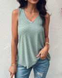 V Neck Sleeveless Thick Strap Hollow out Knit Tank Casual Top