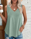 V Neck Sleeveless Thick Strap Hollow out Knit Tank Casual Top