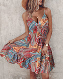 Tribal Print Ruffle Hem Dress