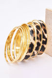 Gold Leopard Print Alloy Multi Layered Bangle Bracelet