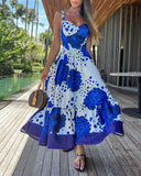 Floral Print Sleeveless Maxi Dress