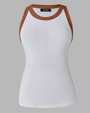 Contrast Binding Tank Tops Summer Sleeveless Basic Cami Top Shirt Slim Knit Ribbed Racerback Blouses